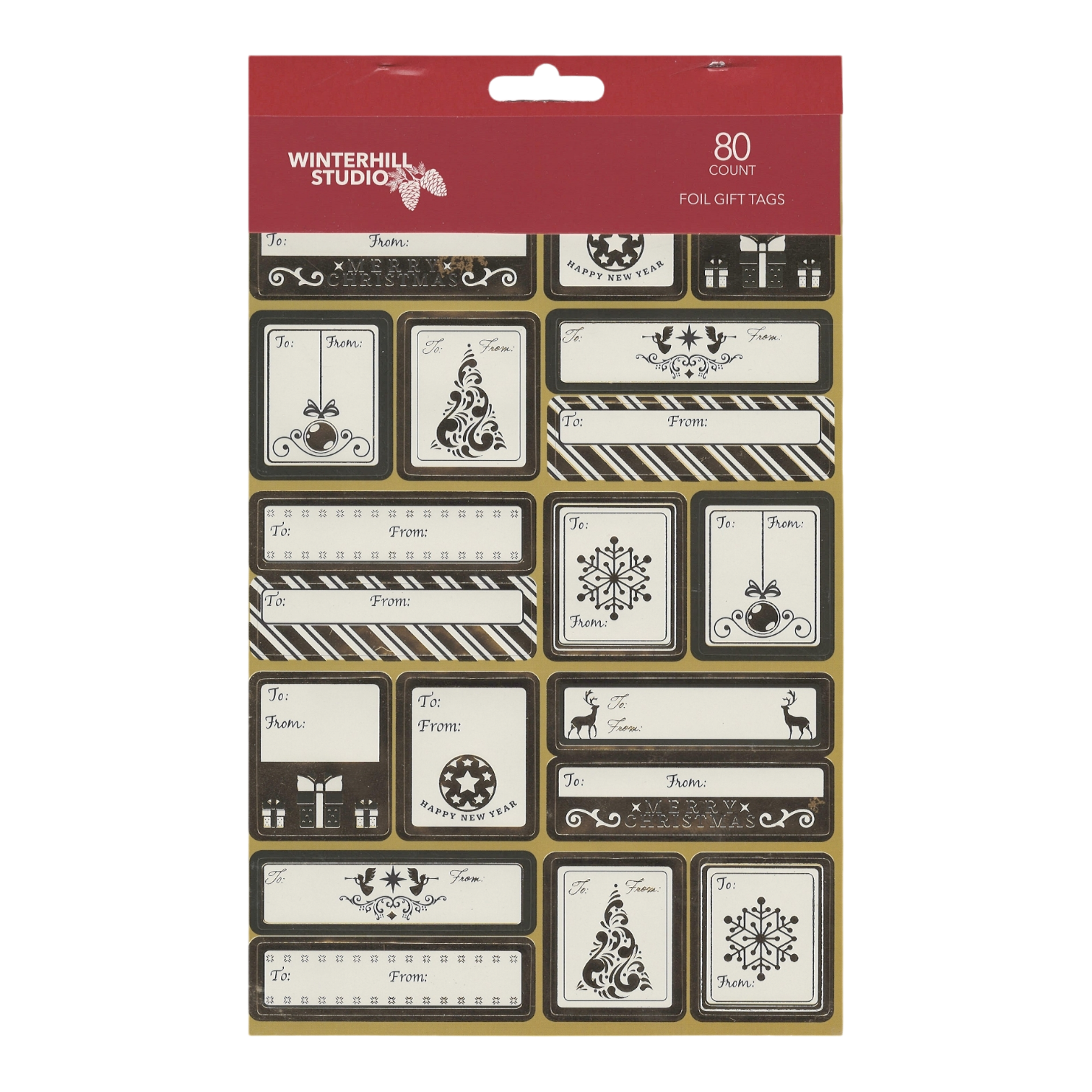 Foil Peel and Stick Gift tags - Elegant Gold