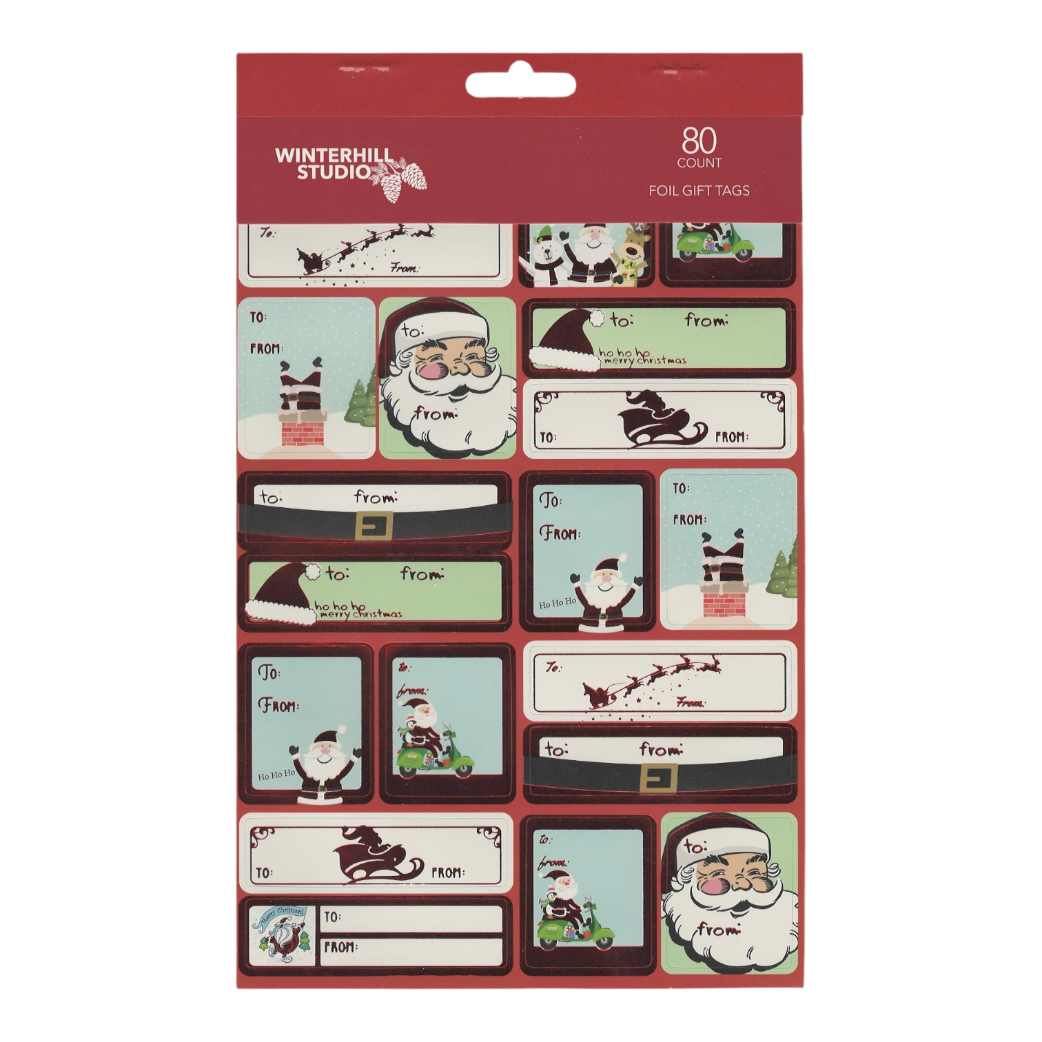 Foil Peel and Stick Gift tags - Juvenile Reds