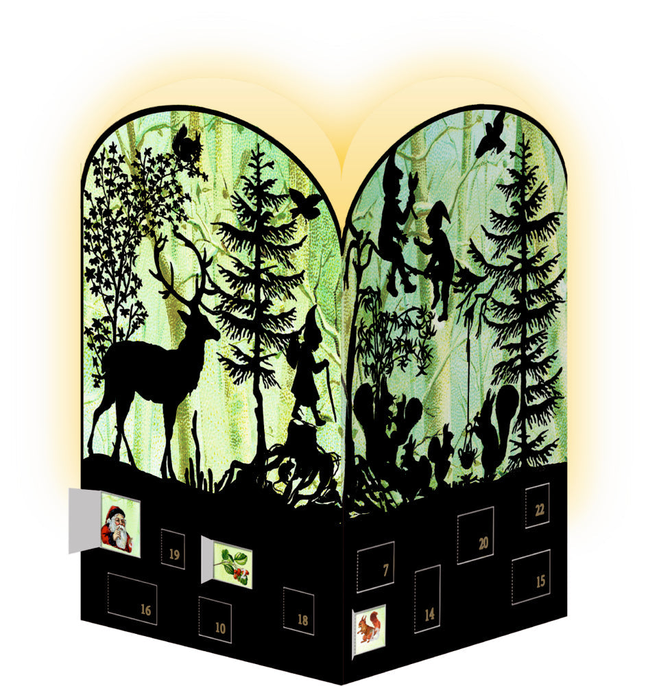 Forest Scene Silhouette Advent Lantern Card With Envelope