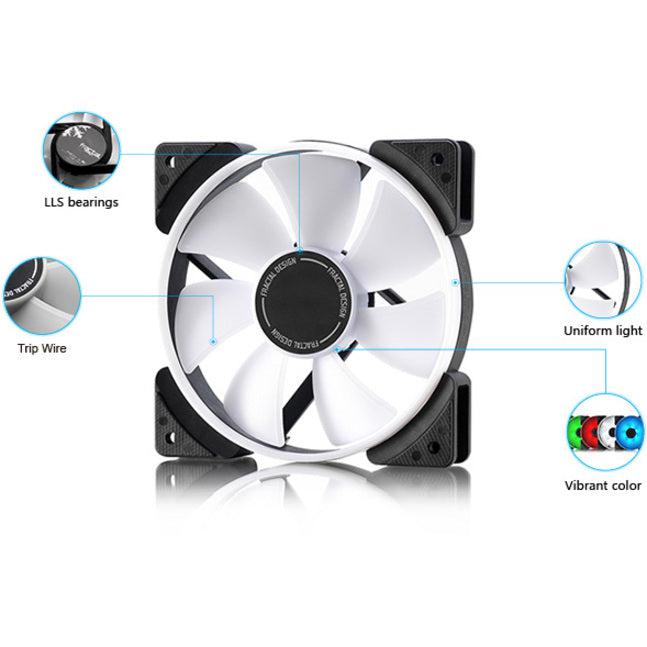 Fractal Design Prisma Sl-12 120Mm White Led Long Life Sleeve Bearing Computer Case Fan