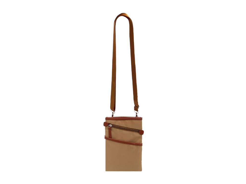 Francine Collections City Slim Dallas - Crossbody bag - nylon twill, vegan leather trim - tan - 7",Francine Collections City FWC7TNDALLAS23