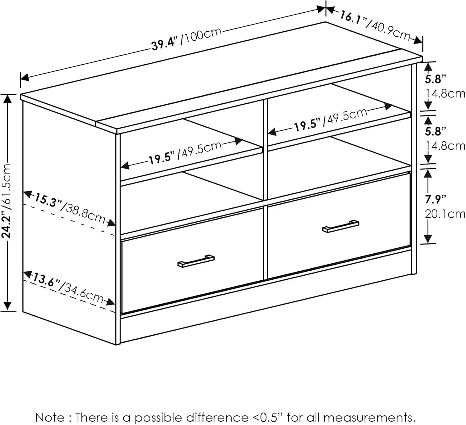 French Oak TV Stand With Drawers For Living Room Space