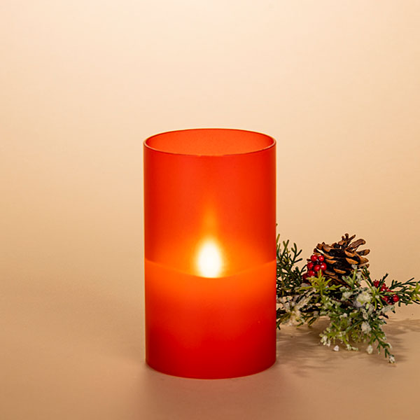 Frosted Glass Candle Red Medium