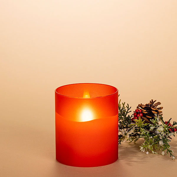 Frosted Glass Candle Red Small