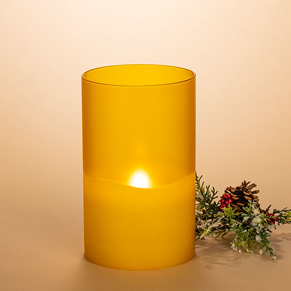 Frosted Glass Candle Yellow Large
