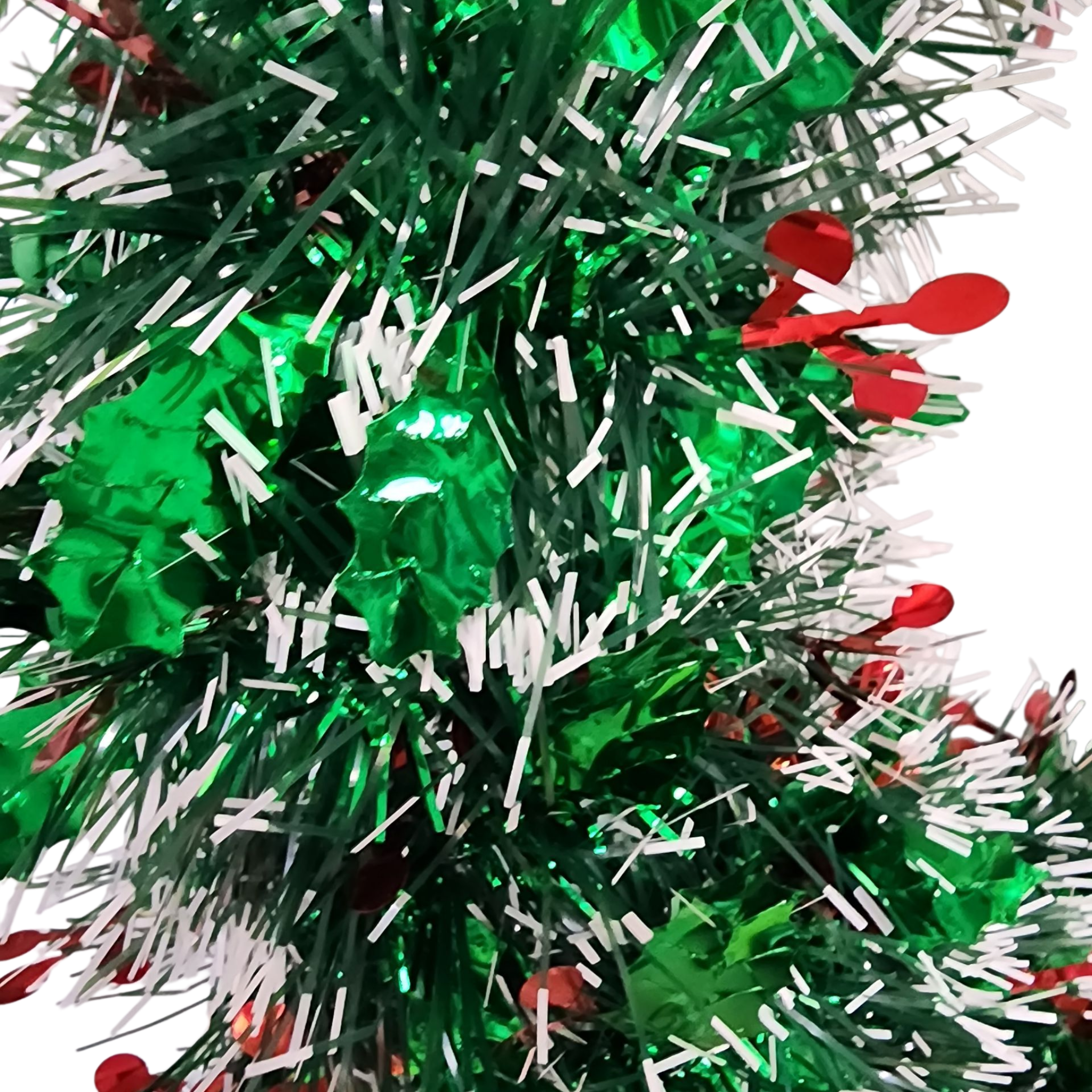 Frosted Holly Tinsel Wreath - 19"