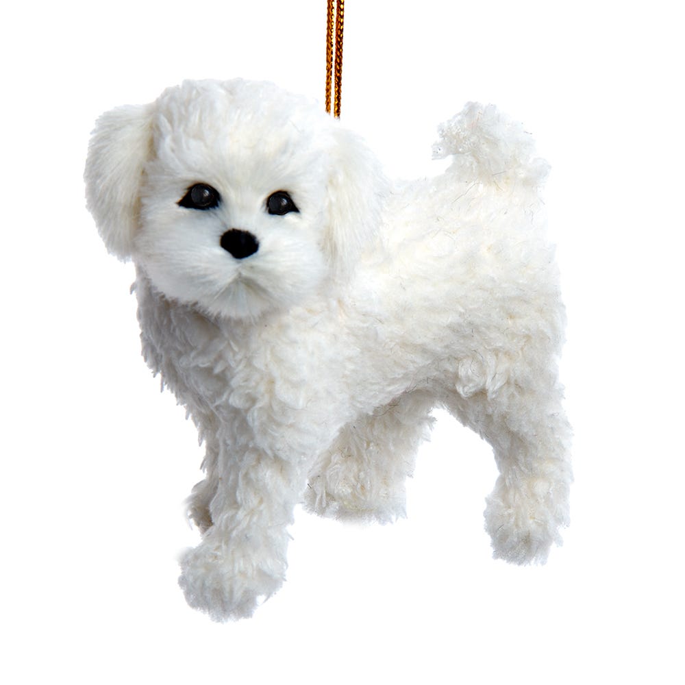 Furry Dog Ornament - Bichon Frise