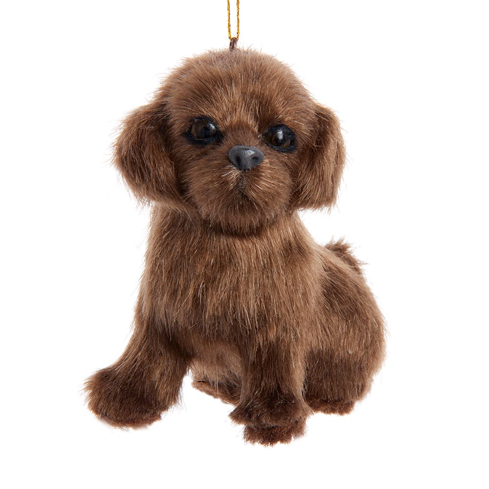Furry Dog Ornament - Brown Labrador