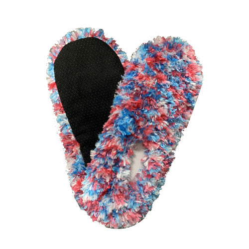 Fuzzy Footies Super Soft Slippers - White / Blue / Pink