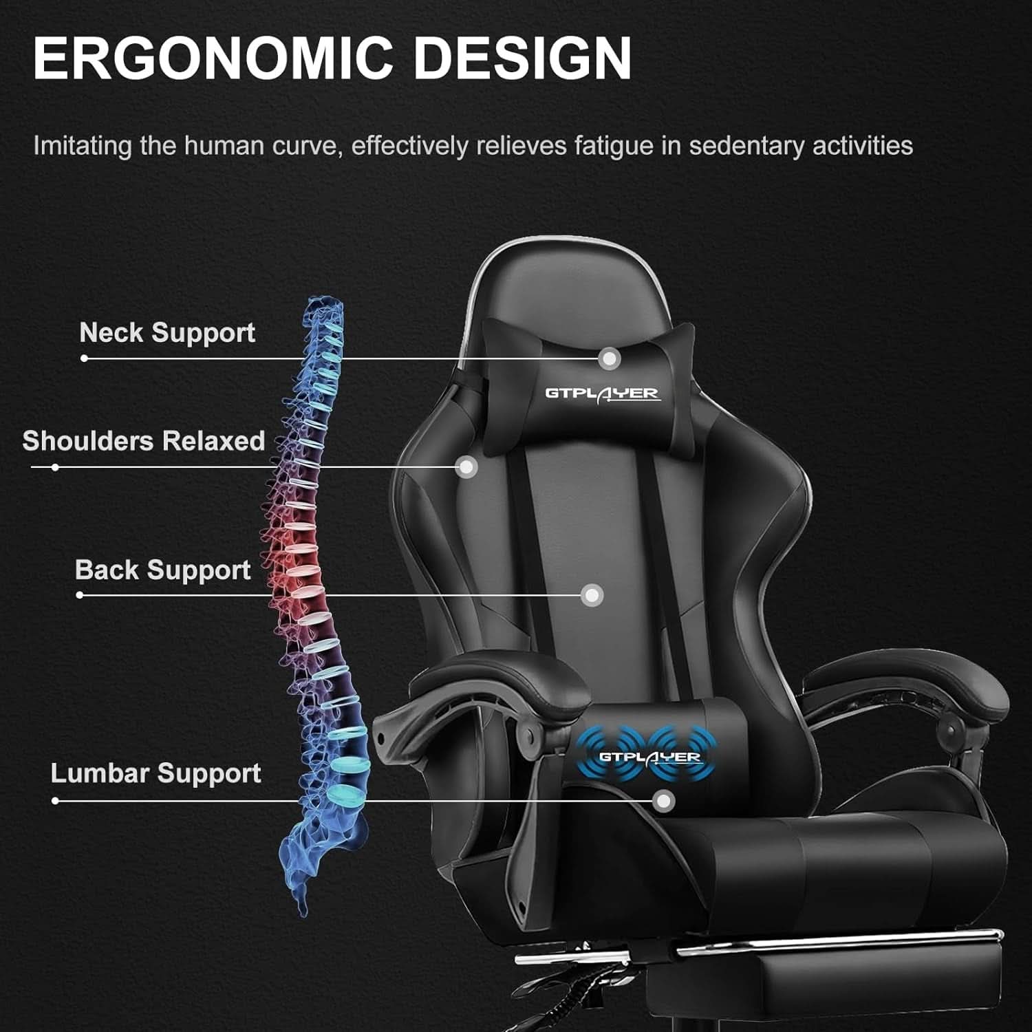 Gaming Chair With Footrest And Lumbar Support Ergonomic