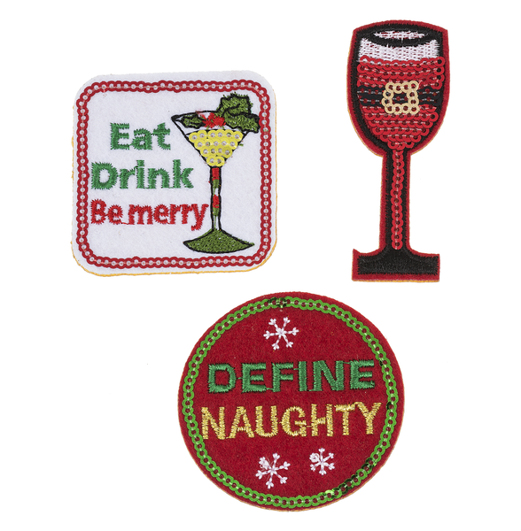 Get your sparkle on! Holiday Patches -Eat Drink and Be Merry