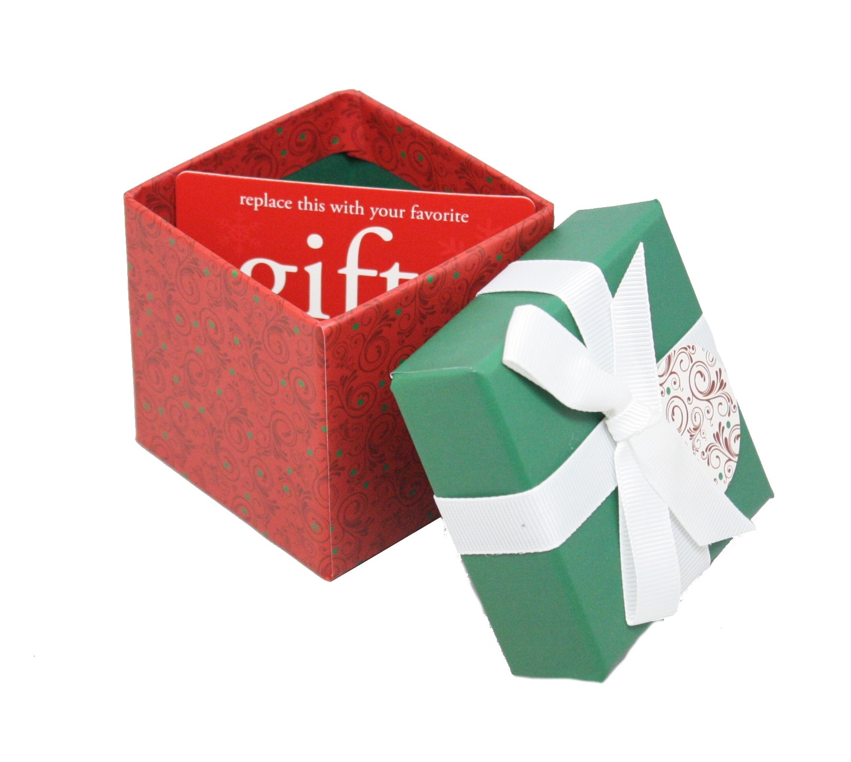 Gift Box Cube for Gift Cards - 3" x 3" - Burgandy Swirl