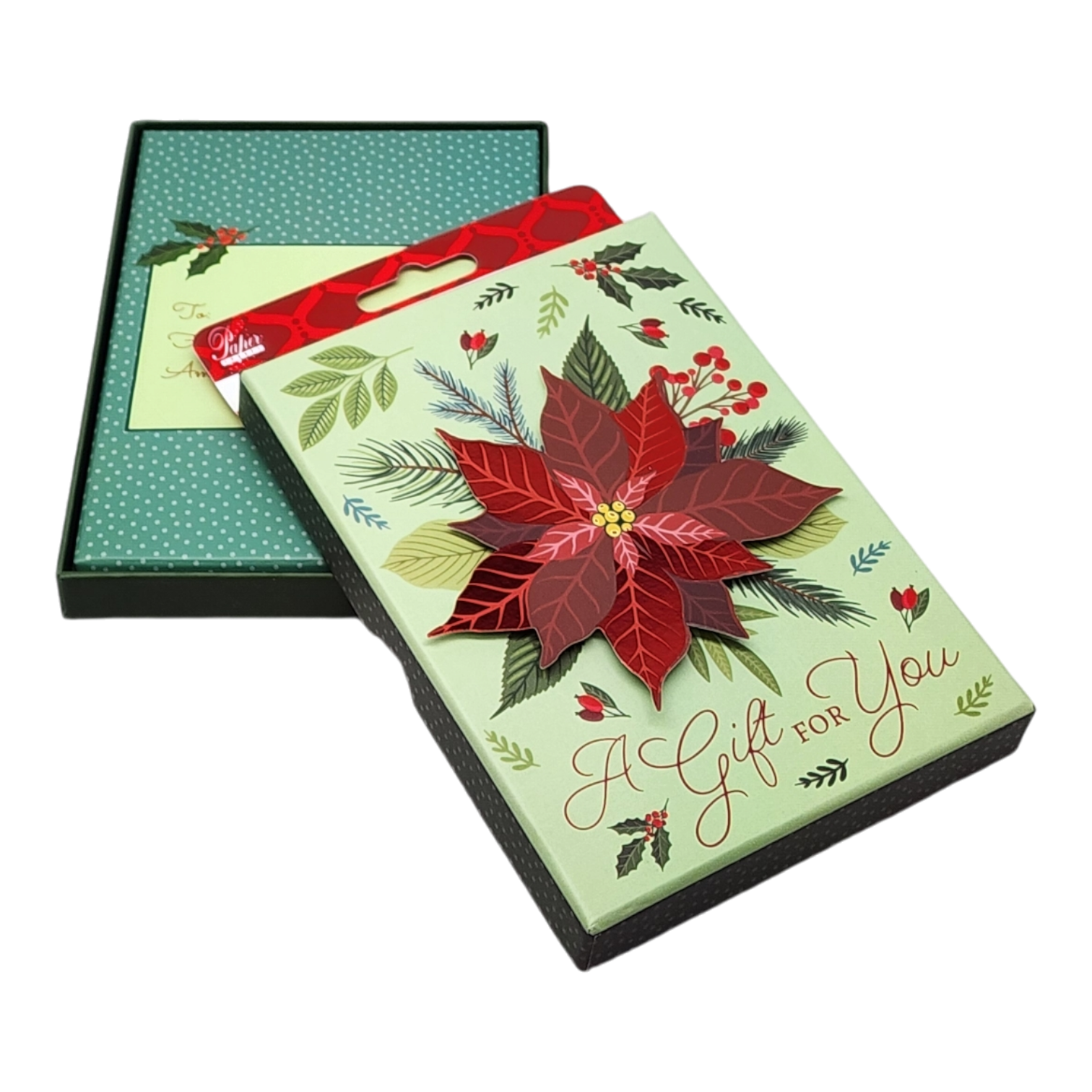 Gift Card Box - Rectangle - Poinsettia