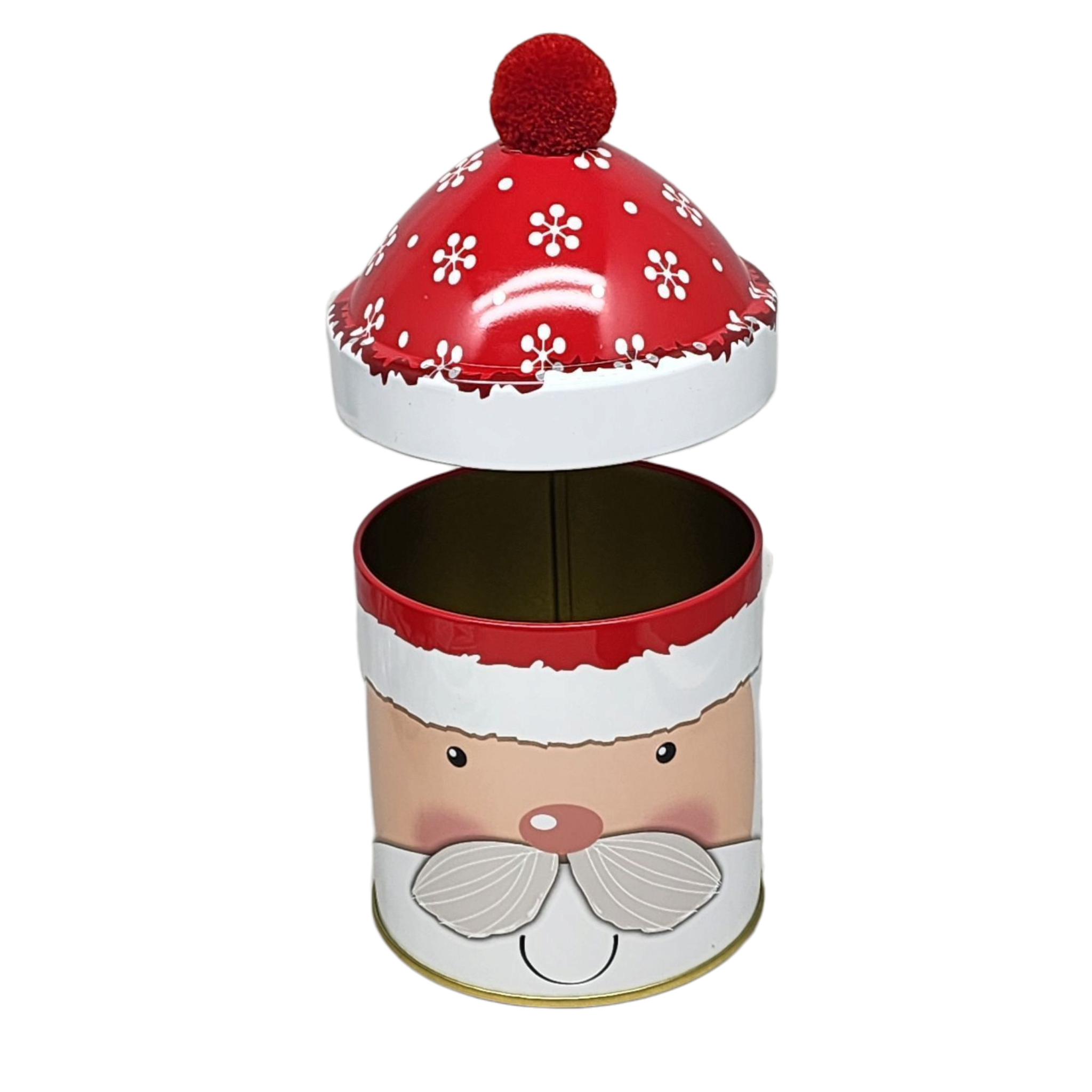 Gift Tin with Pom Pom Hat - Santa