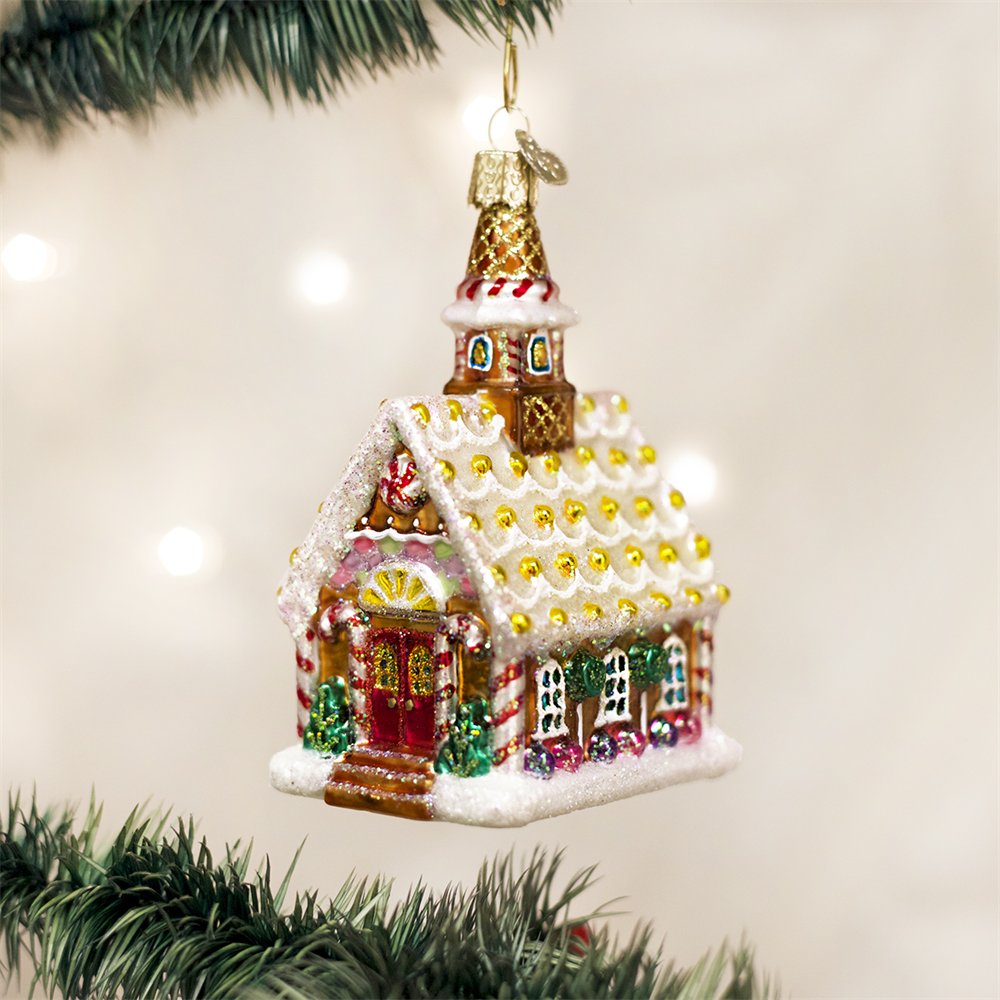 Gingerbread Church Glass Ornament