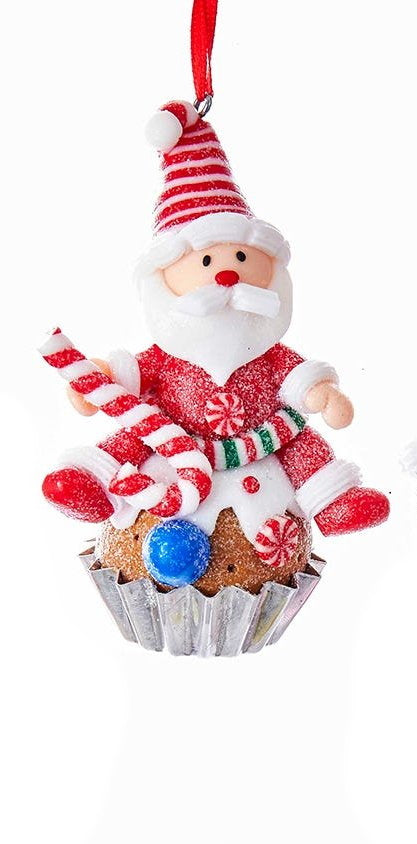 Gingerbread Cupcake Ornament - Santa