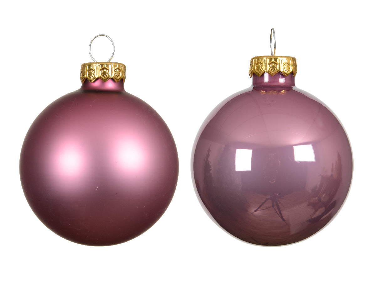 Glass 2.4" Ornaments - 10 piece Set - Vintage Pink