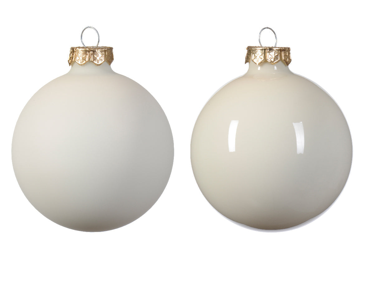Glass 2.4" Ornaments - 10 piece Set - Wool White
