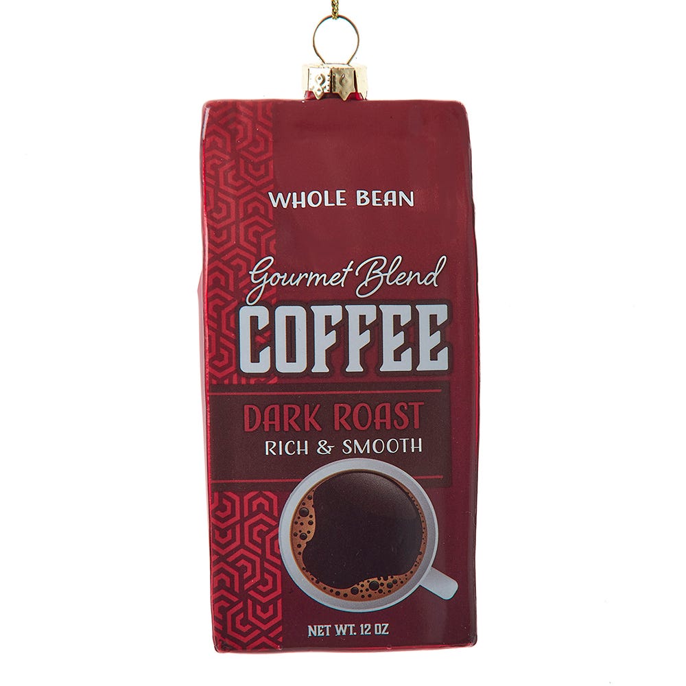 Glass Dark Roast Coffee Bag Ornament