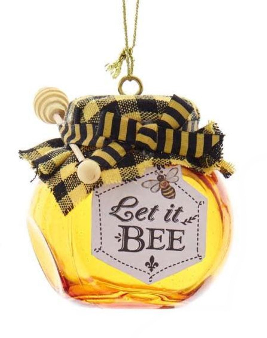 Glass Honey Jar Ornament - Let it Bee