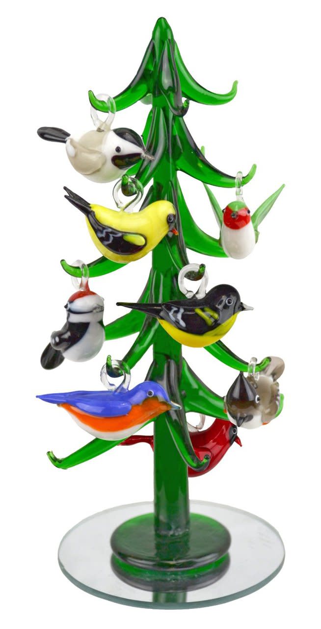 Glass Tree With Bird Ornaments