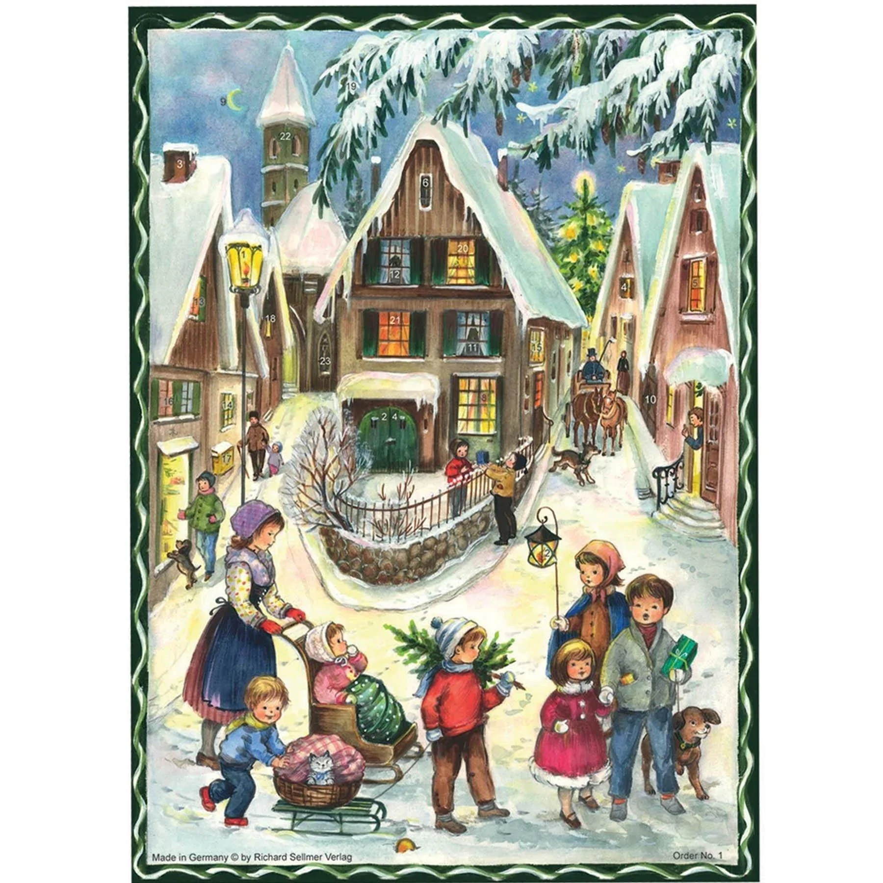 Glittered Advent Calendar - Christmas in the Village
