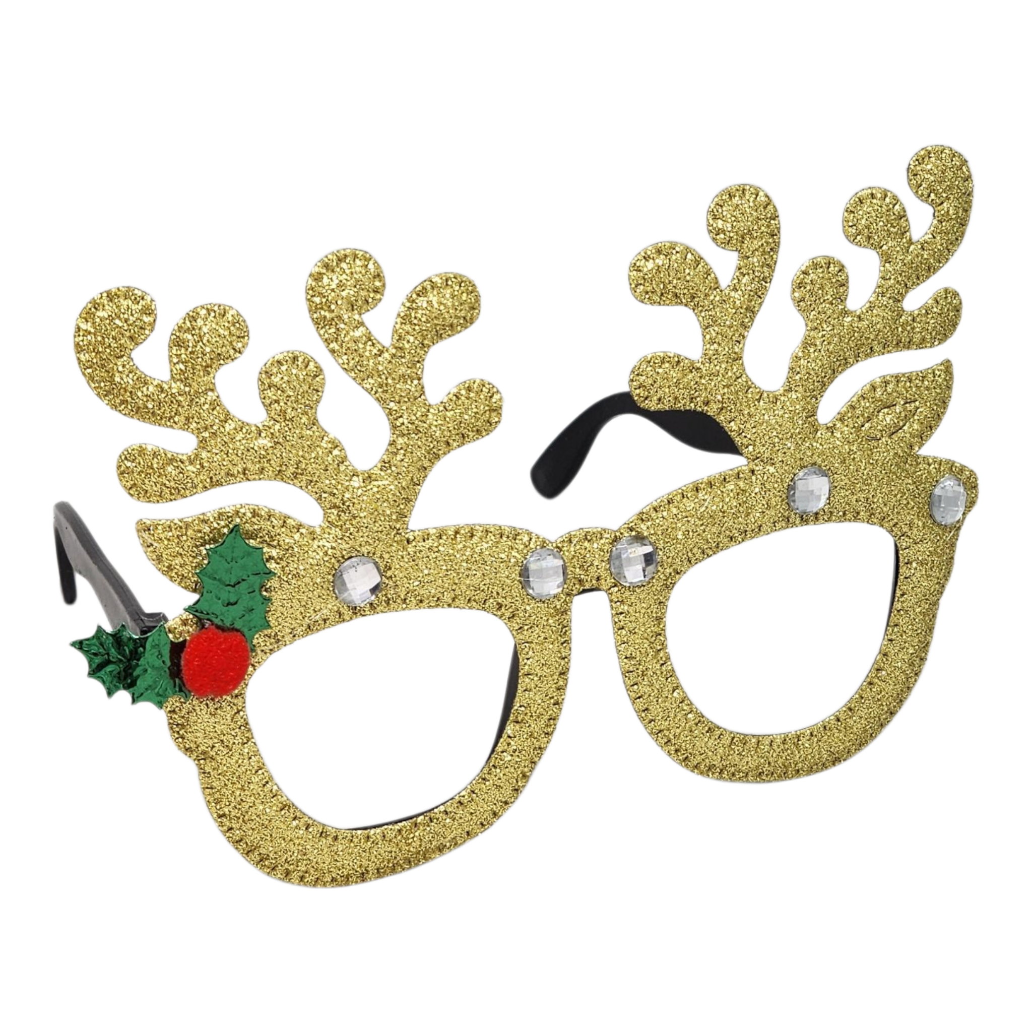 Glittering Gold Reindeer Glasses