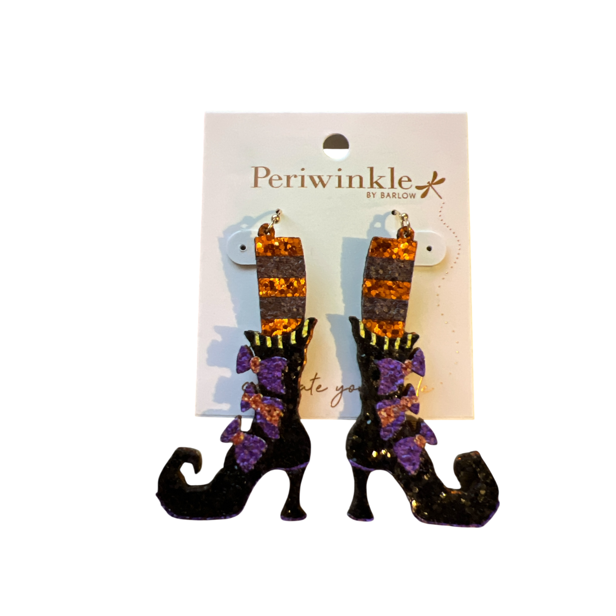 Glittery Witch Hat Booties Earrings