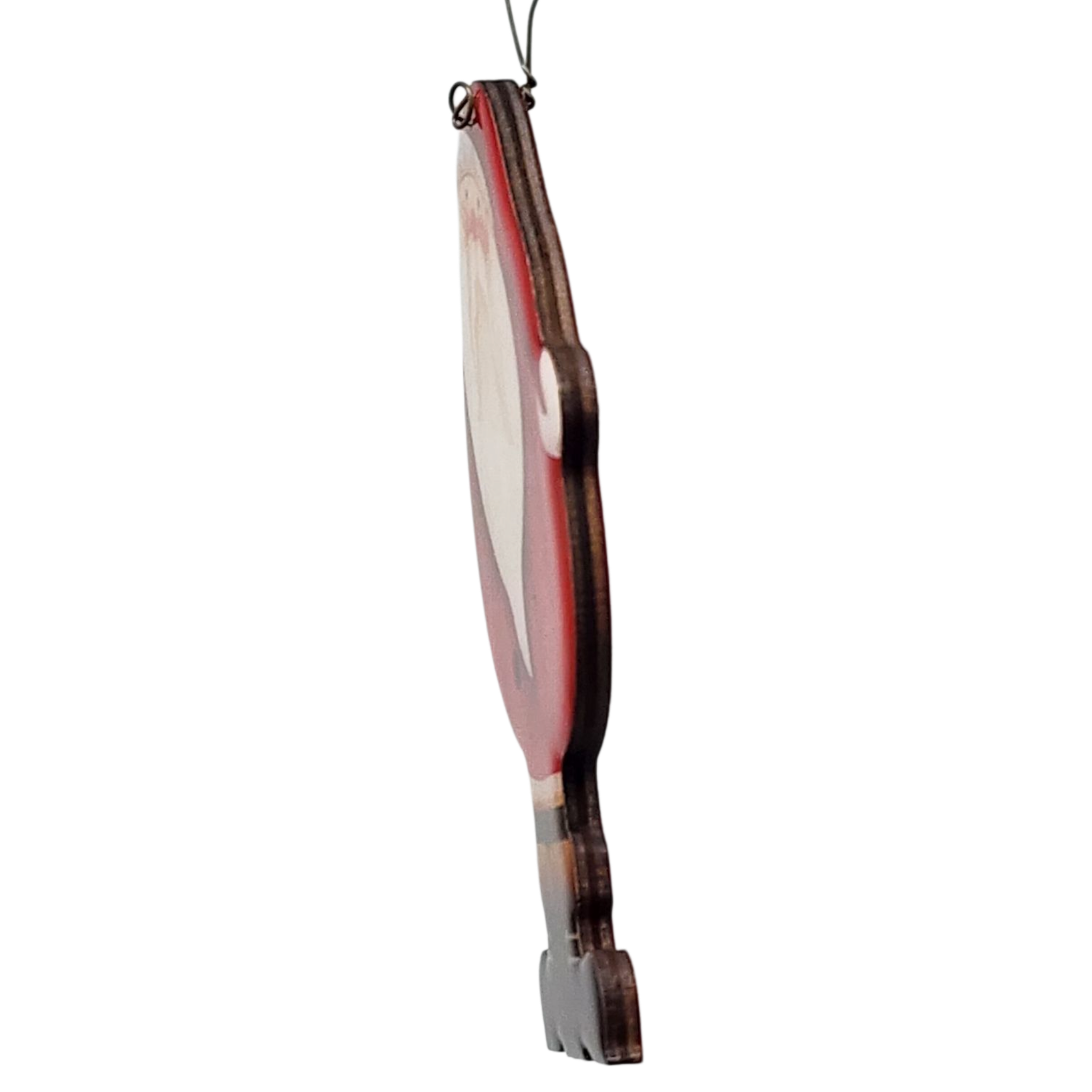 Glossy Wooden Santa Ornament - 5 Inches