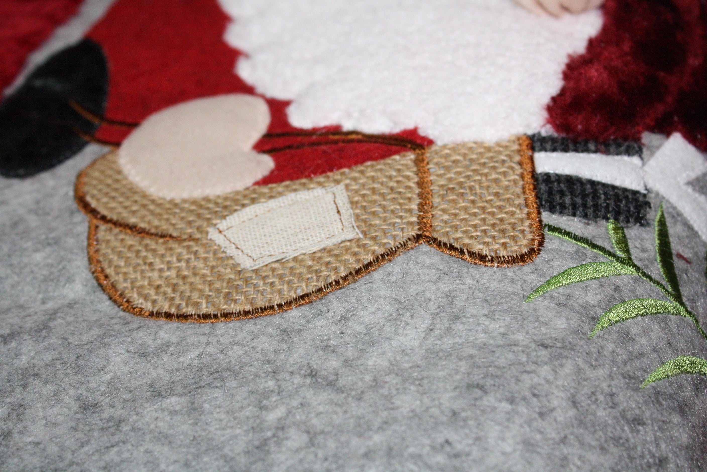 Gnome Embroidered Fleece Tree Skirt - 48 Inch - Grey