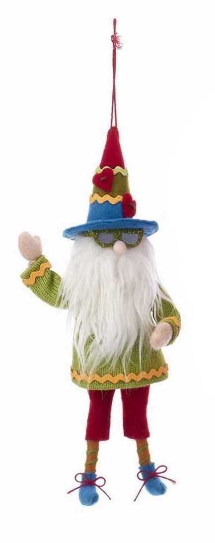 Gnome Wearing Sunglasses Ornament - Green