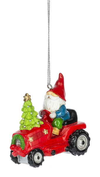 Gnome on a Tractor -Red