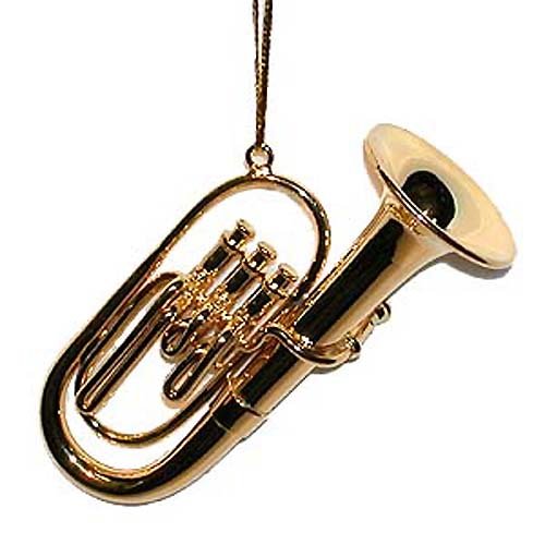Gold Brass Tuba Ornament - 3 Inch