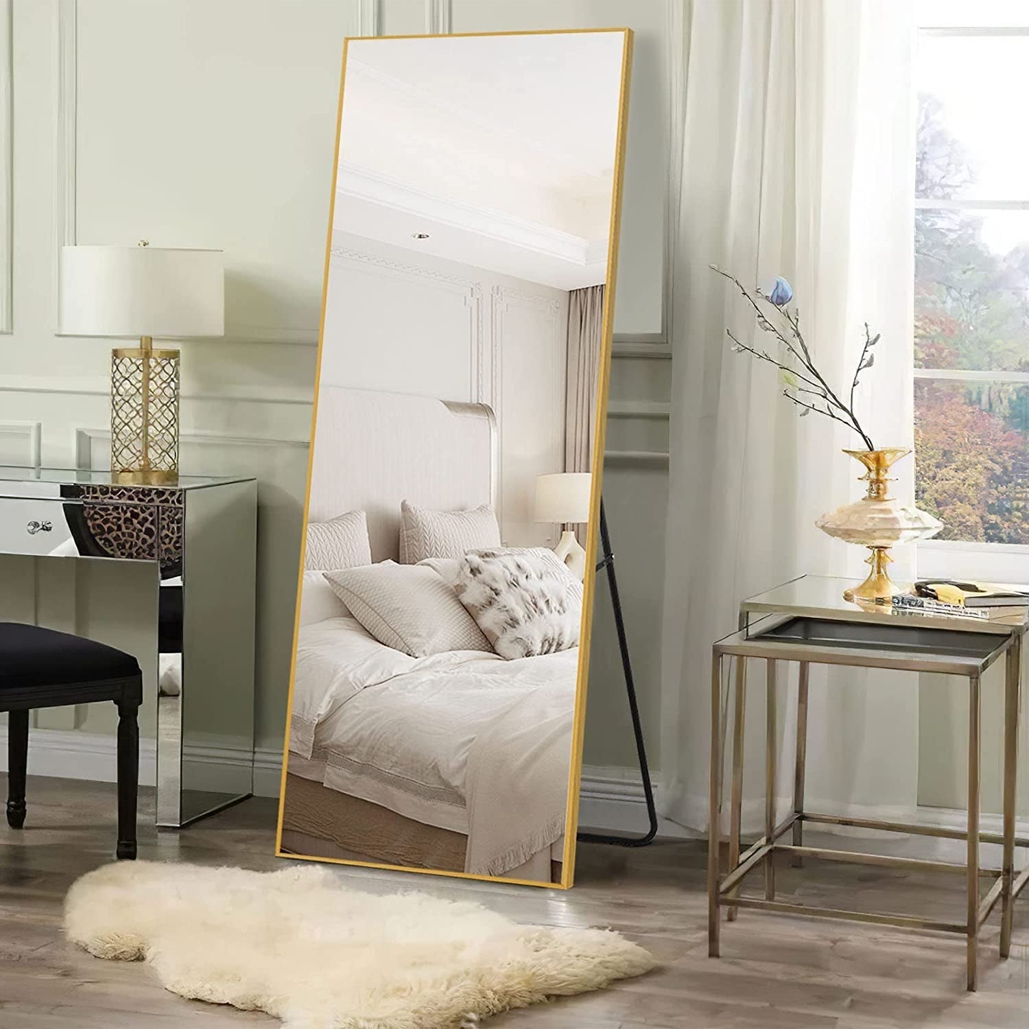 Gold Full Length Floor Mirror 64x21 Inch For Bedroom Decor