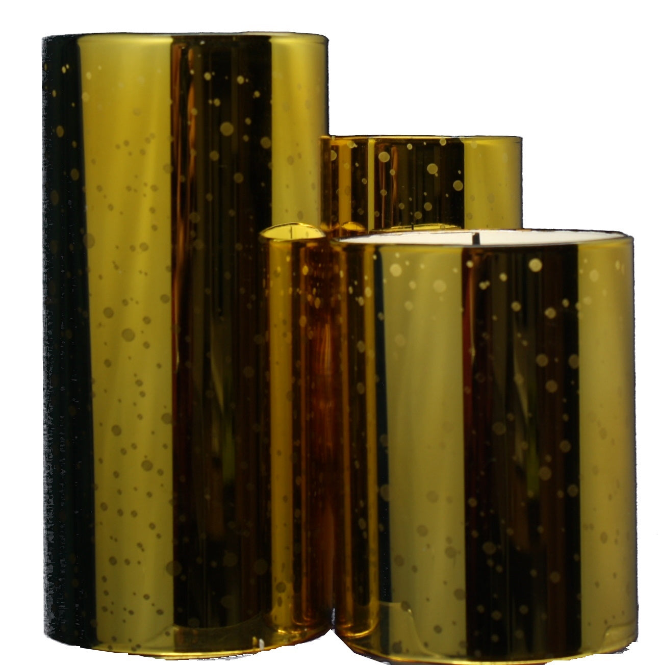 Gold Mercury Glass Glow Wick Candle - 3 Piece Set