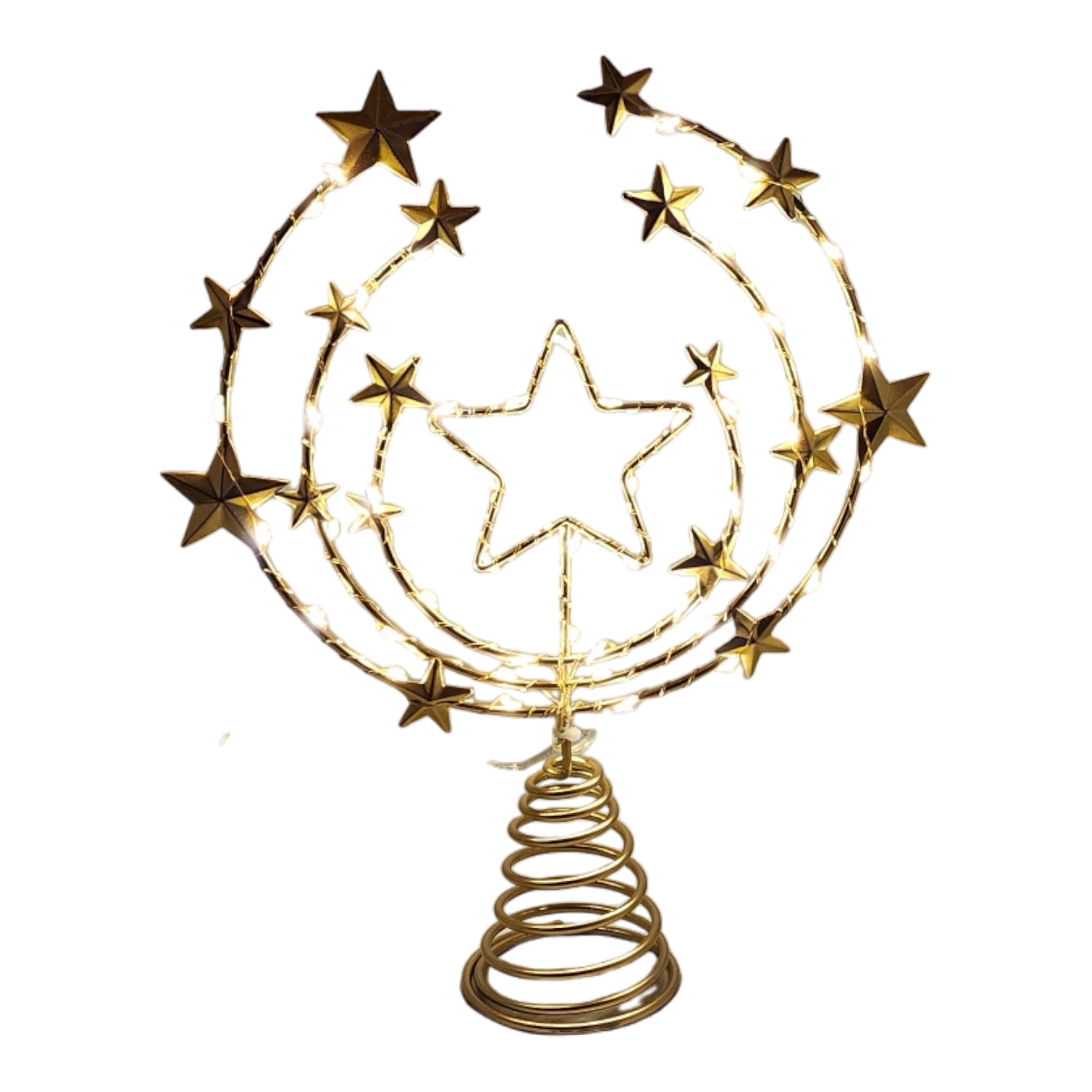 Gold Star Tree Topper with Warm White Lights