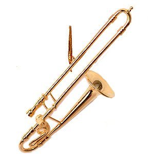 Gold Trombone Ornament - 4.5"