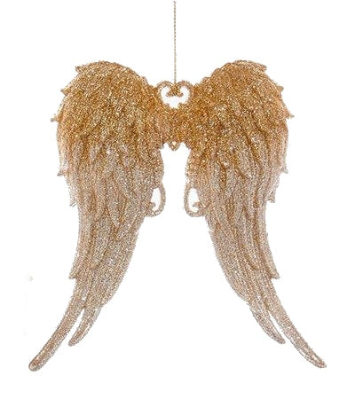 Gold and Silver Glitter Angel Wings Acrylic Ornament -