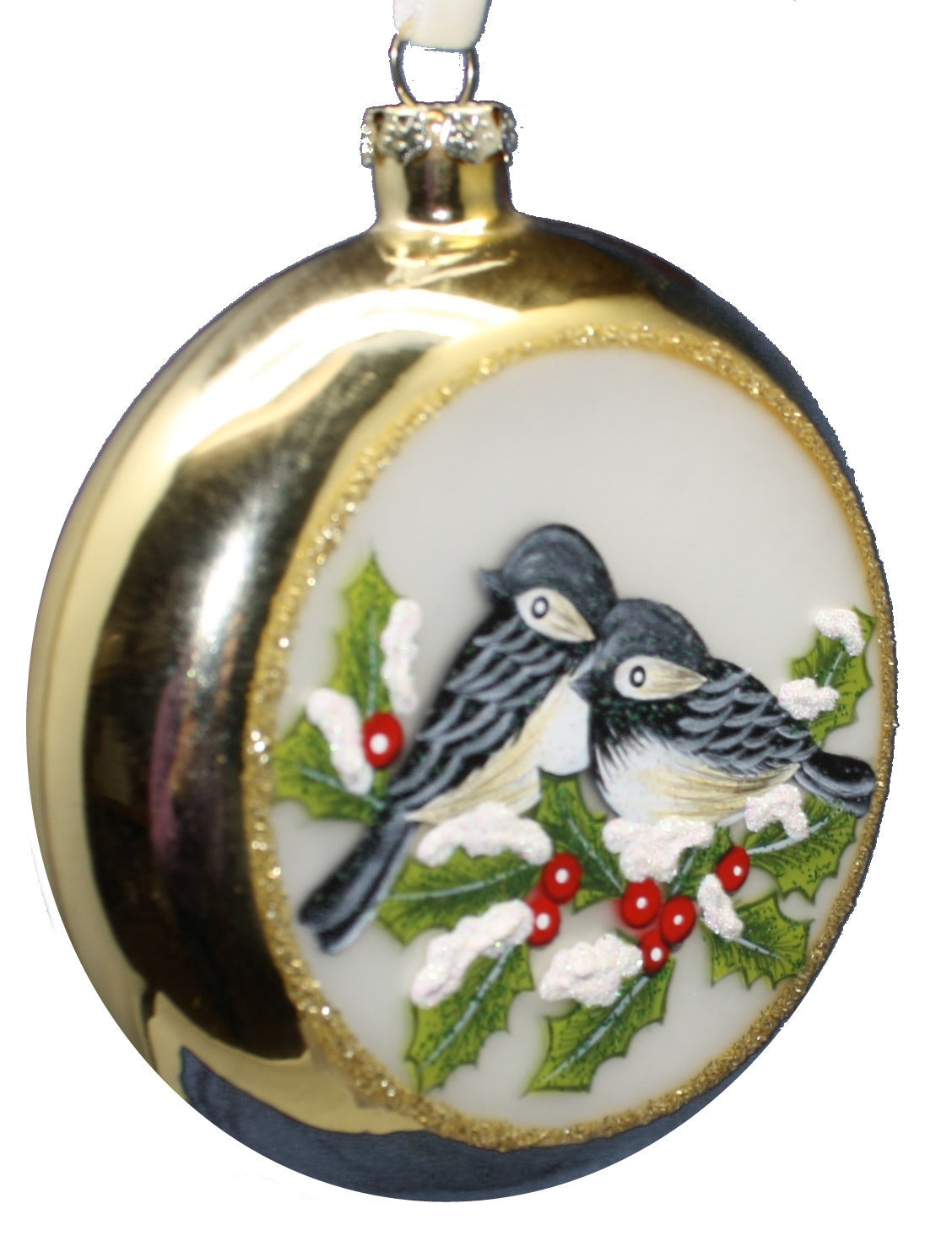 Golden Chickadee Disk Ornament