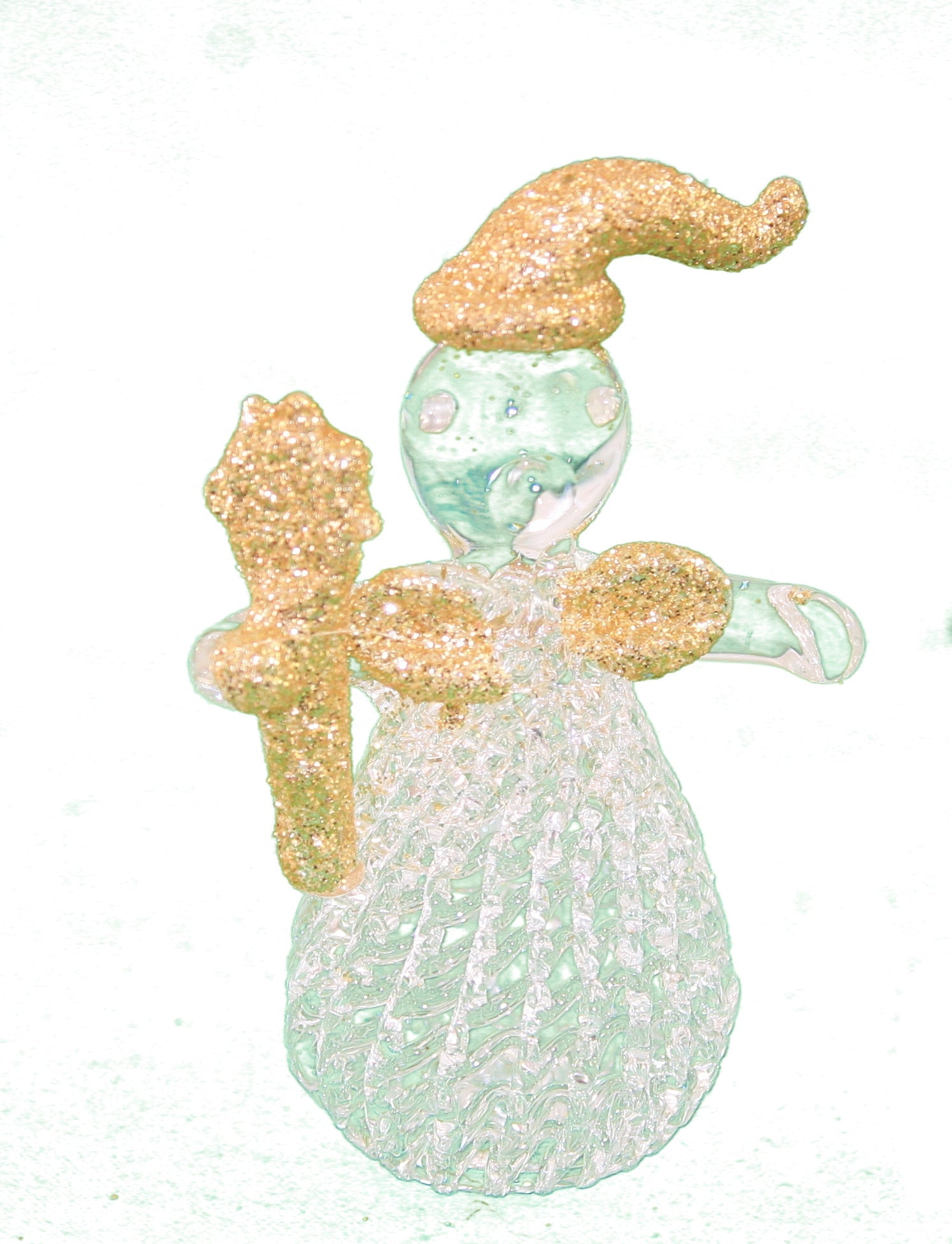 Golden Glitter Glass Snowman Figurine