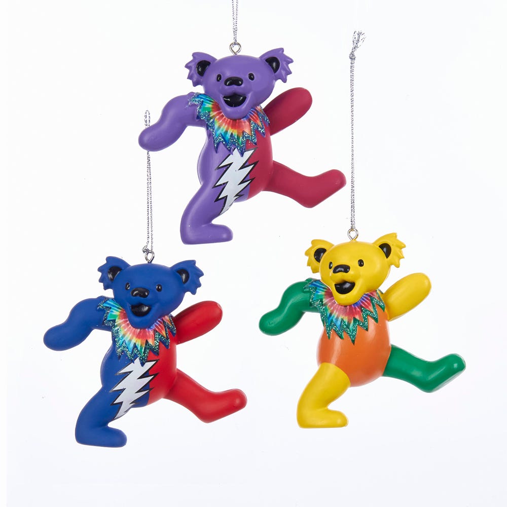 Grateful Dead Bear Ornament - Yellow