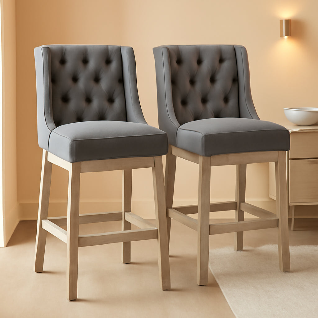 Gray 27-Inch Counter Height Swivel Bar Stools Set Of 2