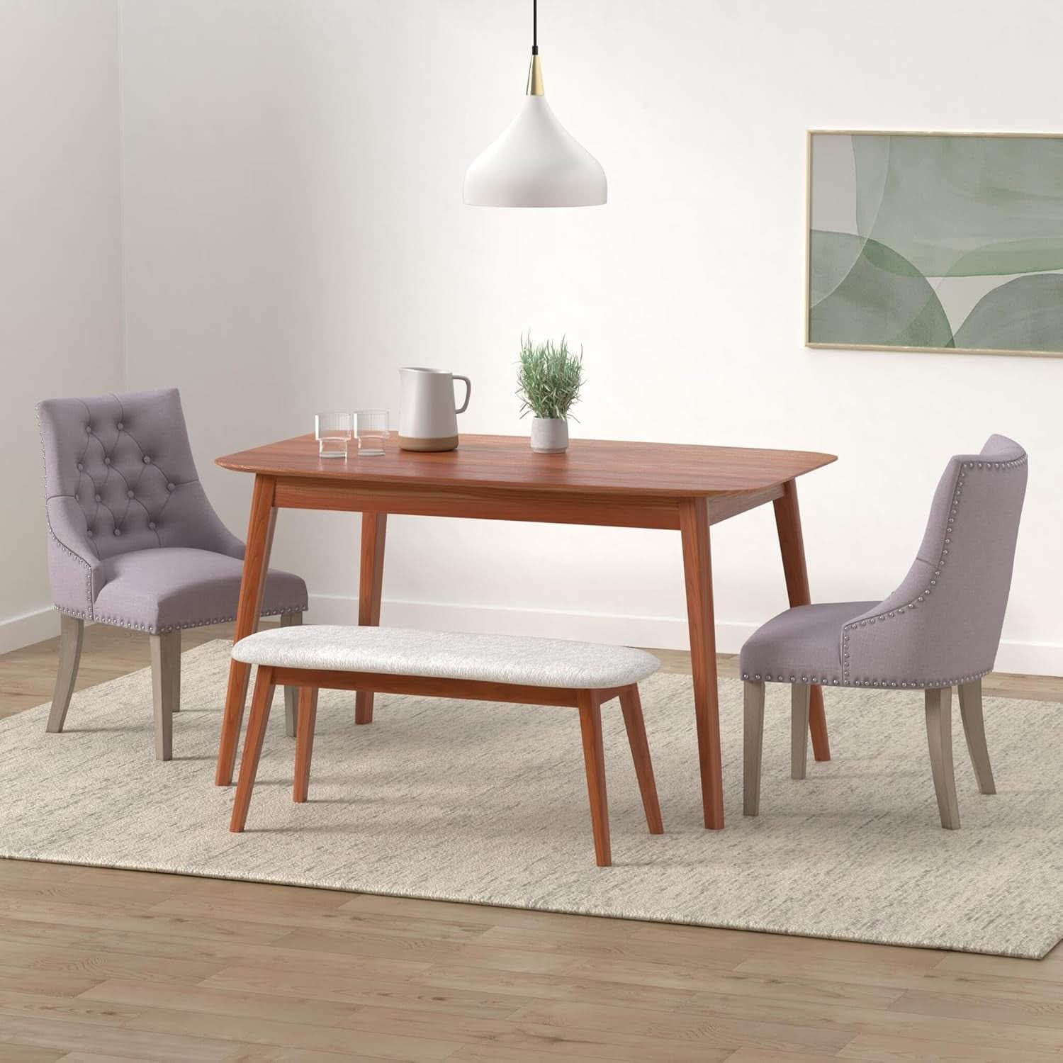 Gray Fabric Dining Chairs Set Of 2 With Nailhead Trim