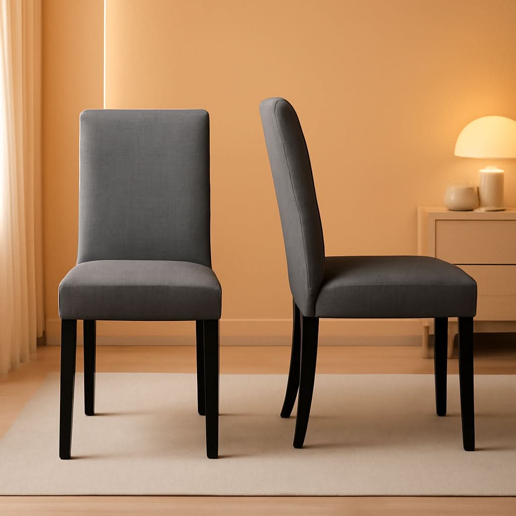 Gray Fabric Upholstered Dining Chairs Set Of 2 For Kitchen