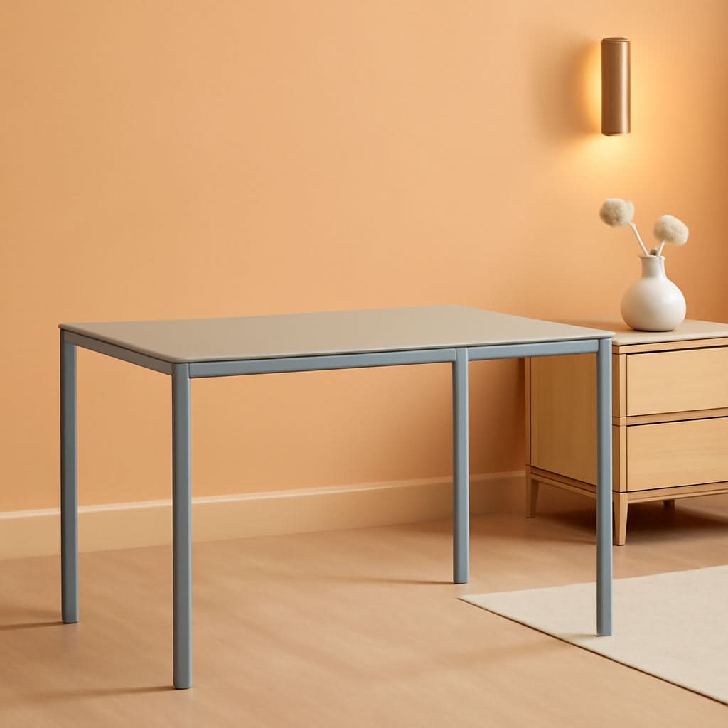 Gray Rectangular Tempered Glass Dining Table For 6