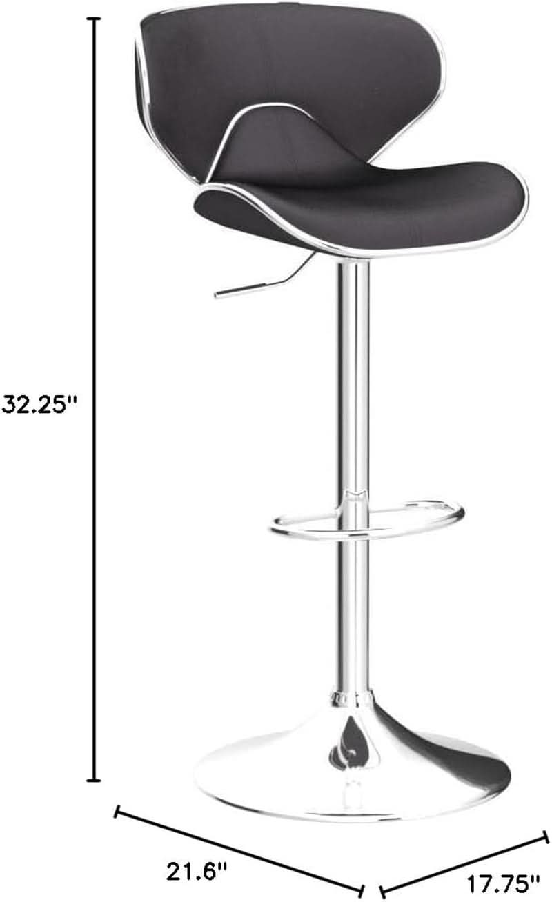 Gray Velvet Upholstered Adjustable Swivel Barstool Set of 2