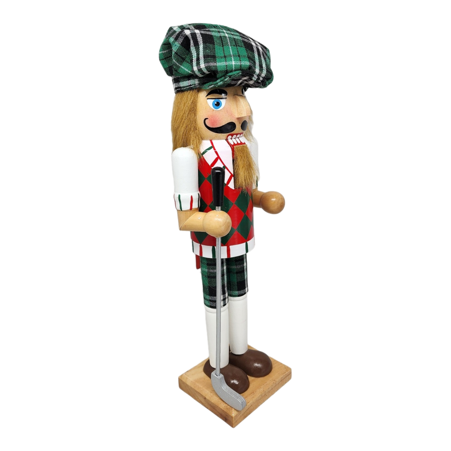 Green Plaid Golfer Nutcracker
