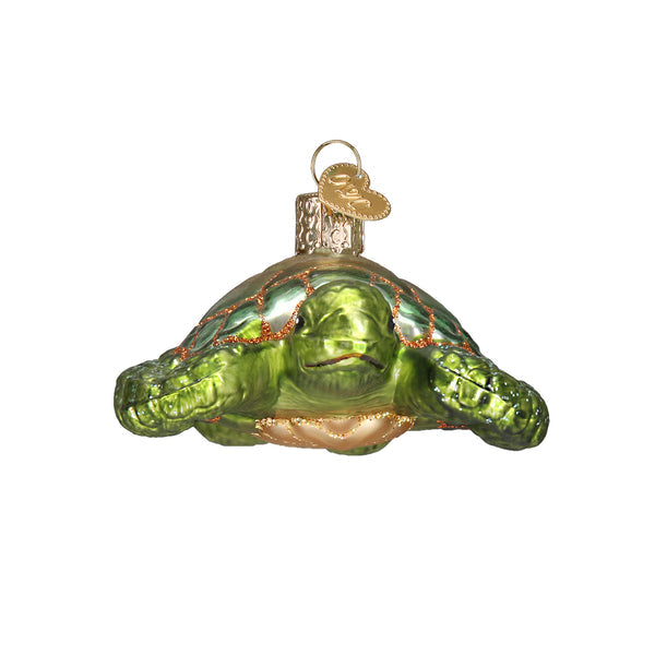 Green Sea Turtle Glass Ornament