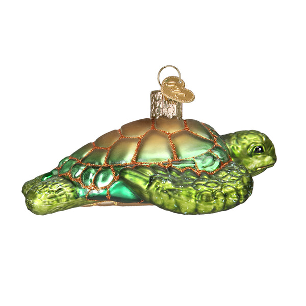 Green Sea Turtle Glass Ornament