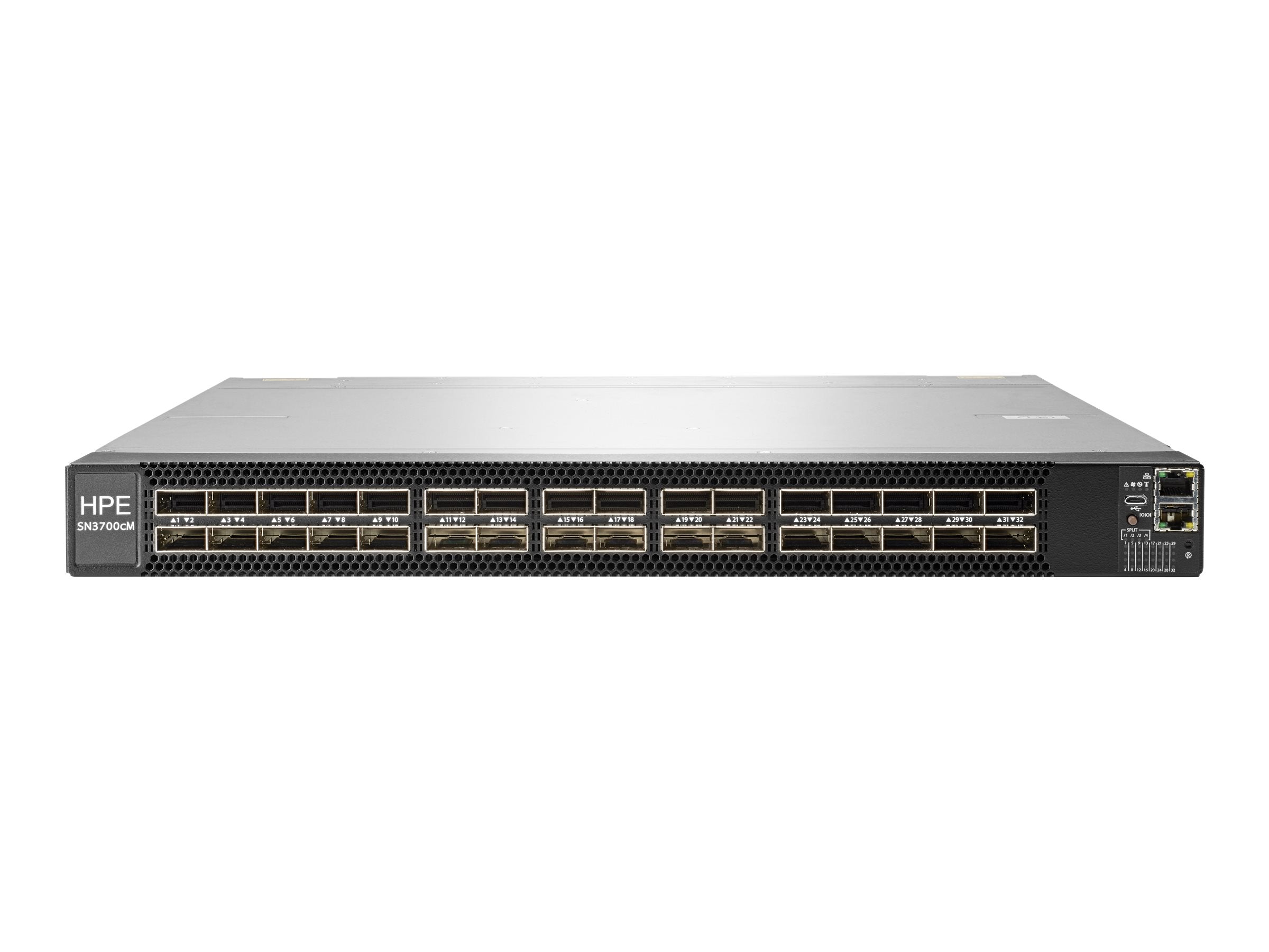 HPE SN3700cM 100GbE 32QSFP28 Switch - M-Series - switch - L3 - managed - 32 x 100 Gigabit QSFP28 - back to front airflow - rack-mountable R3A97A
